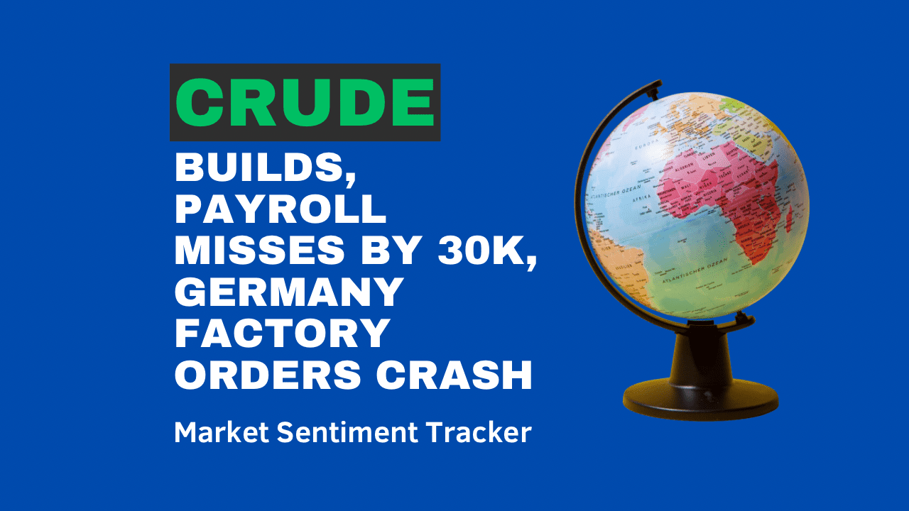 Market Sentiment Tracker: Crude Builds, Payroll Misses by 30K, Germany Factory Orders Crash